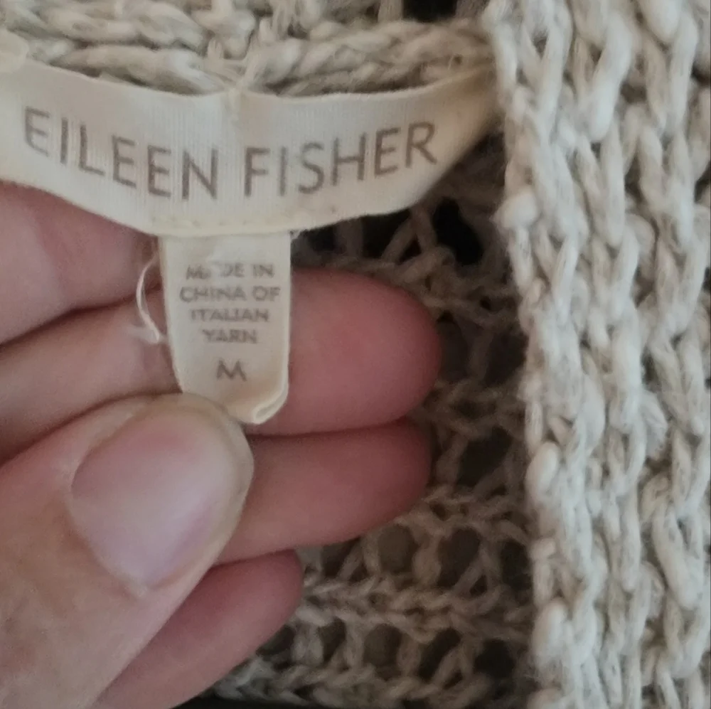 Eileen Fisher Cream Open-Knit Cardigan - Picture 2 of 3